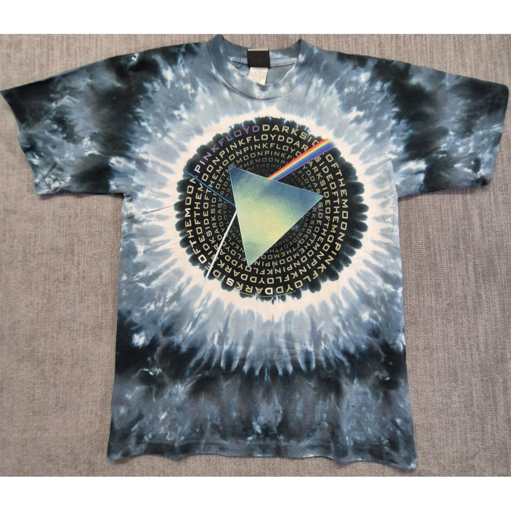Vintage Liquid Blue Pink Floyd Dark Side of the Moon Prism Tie Dye T-shirt M USA